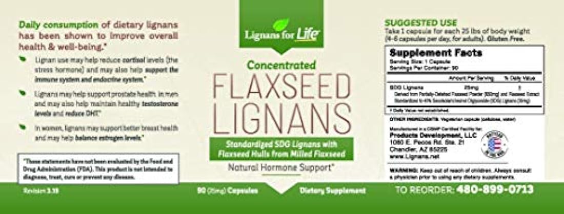 lignanos para la vida Linaza lignanos, 90 Cápsulas