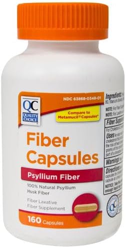 Cápsulas de Fibra Diaria Quality Choice para Regularidad, 160 Ct.