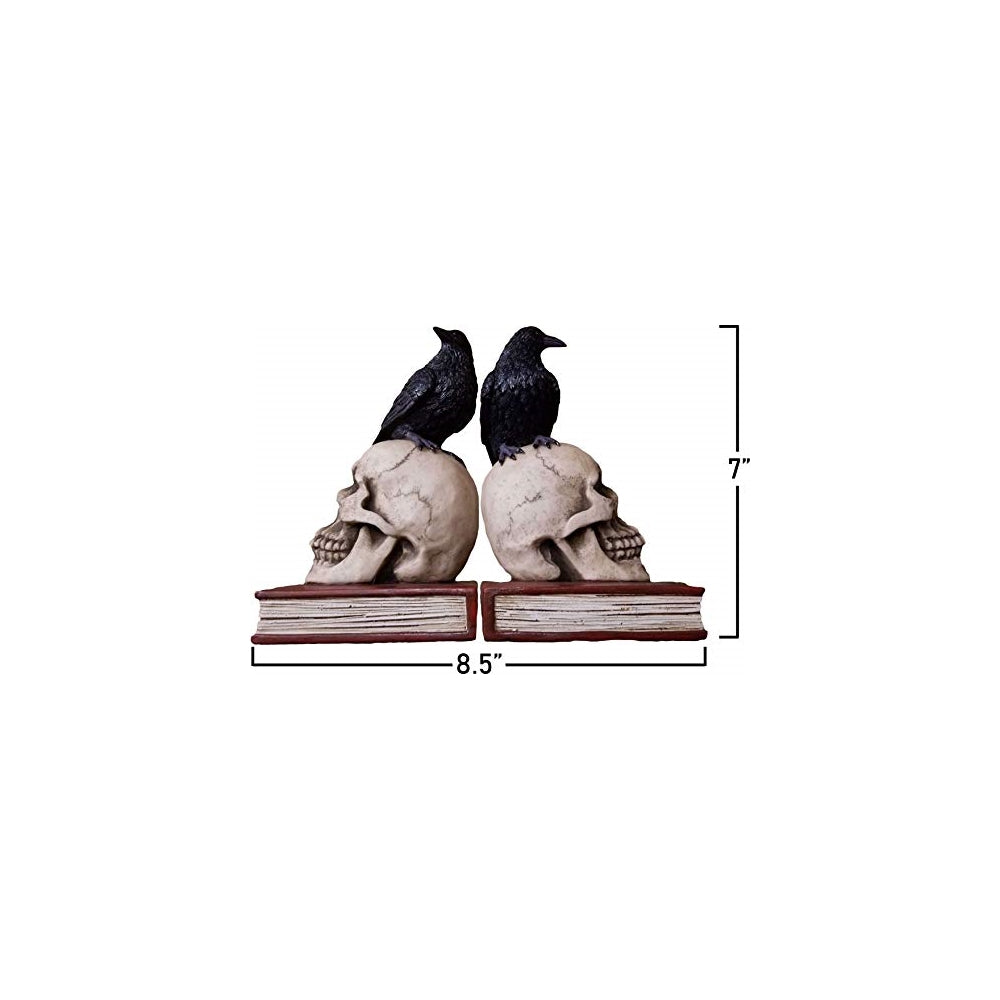 Sujetalibros de cuervos en calaveras