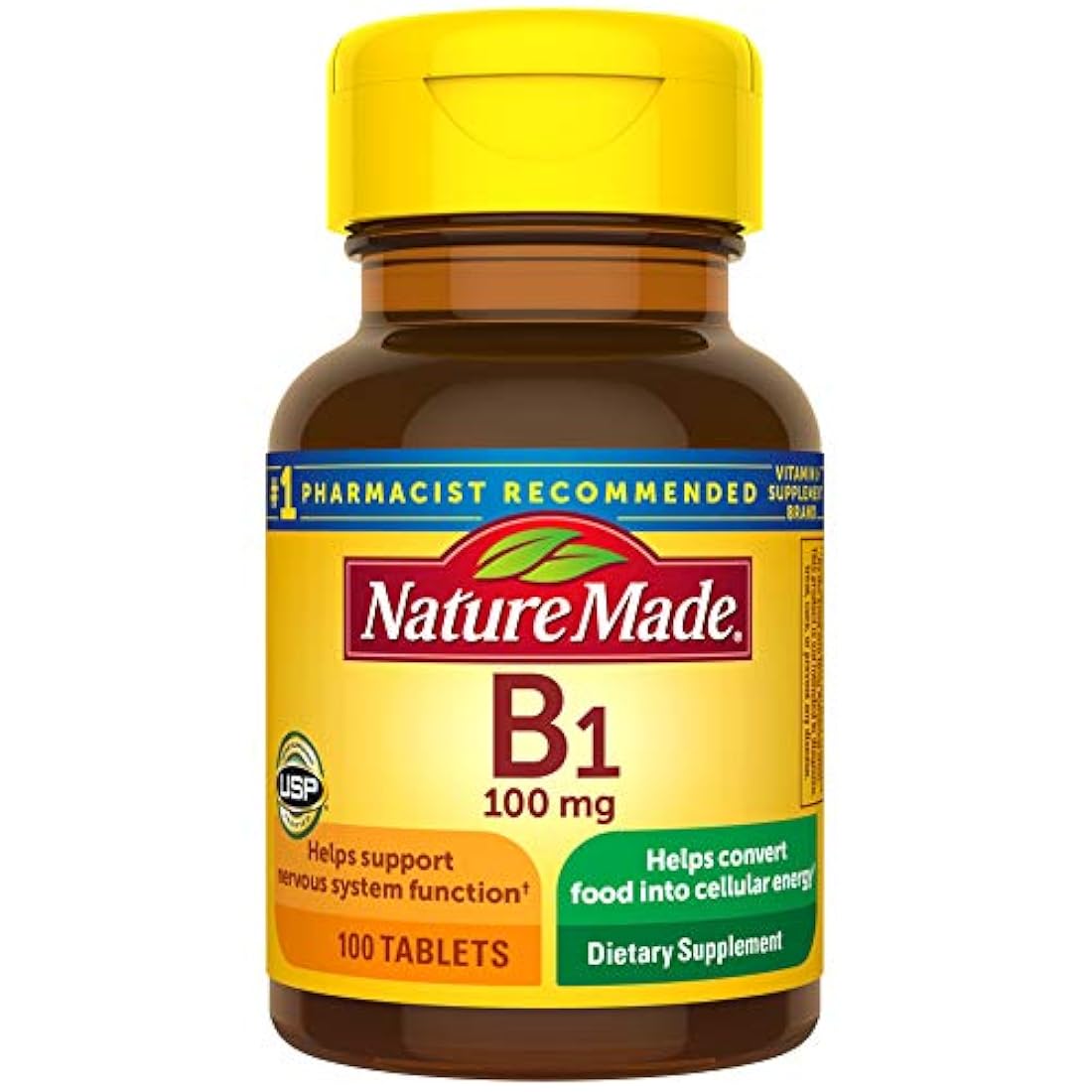 Vitamina B1 Nature Made de 0.0035 oz, 100 comprimidos, PHARMAVITE647545, 100, 1, 1