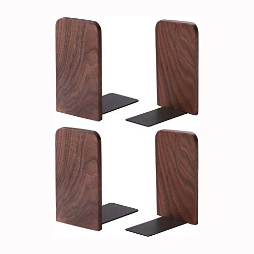 Muso - Sujetalibros de madera de nogal para oficina, 5.1 x 3.1 in, 2 pares de nogal.