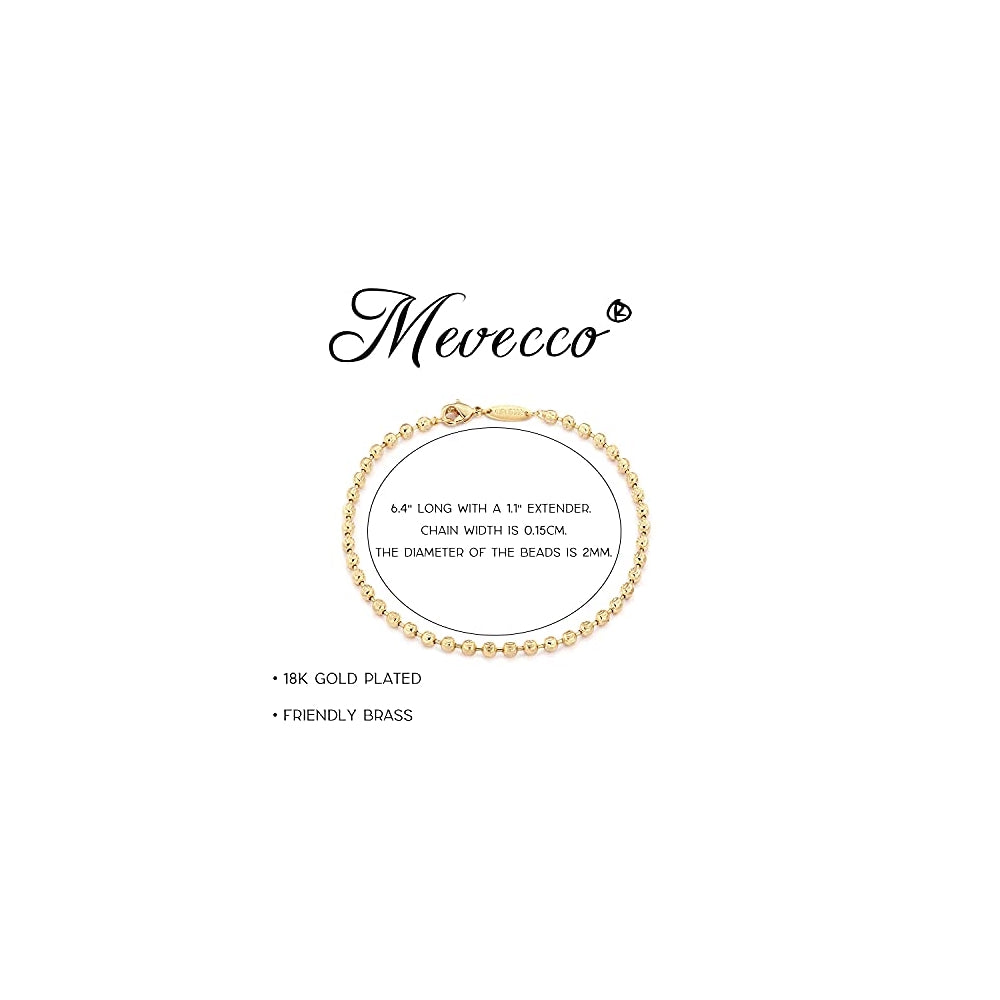 Pulseras y tobilleras de cuentas chapadas en oro