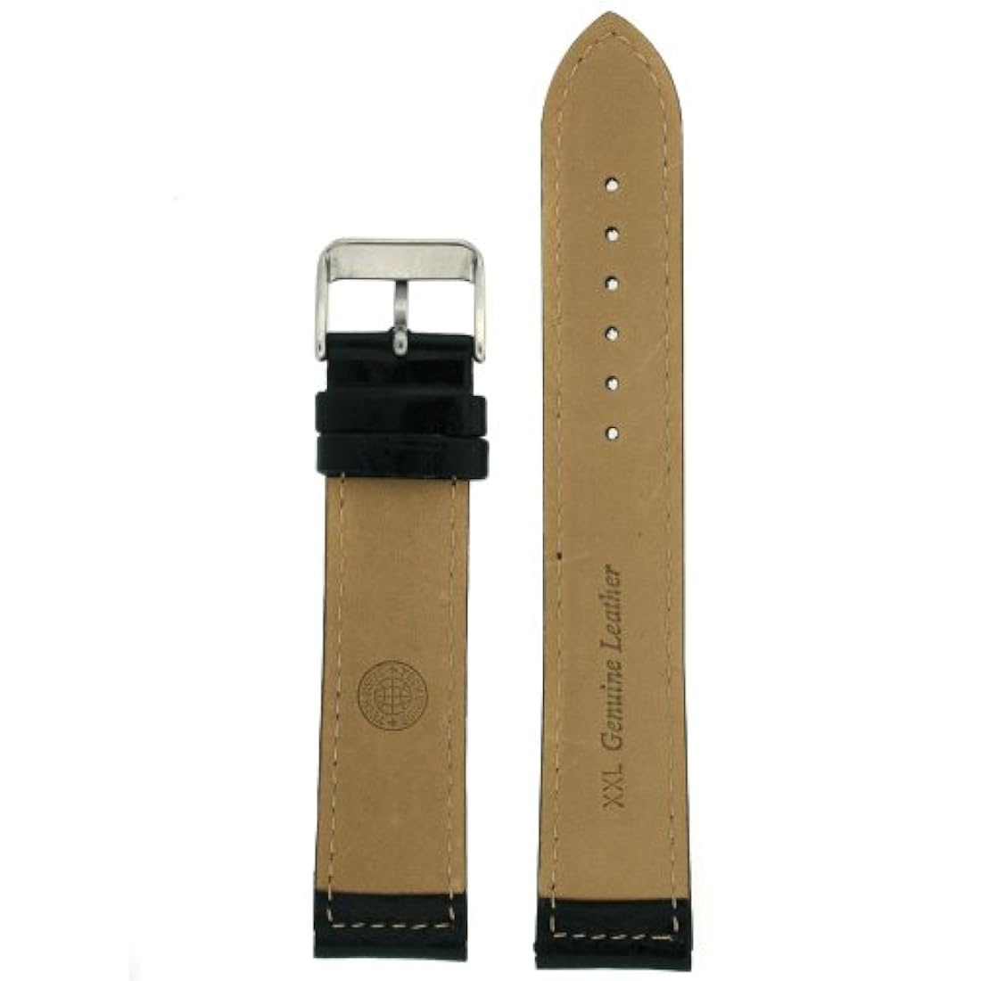 Extra larga Reloj Banda piel Negro acolchada 22 milímetros