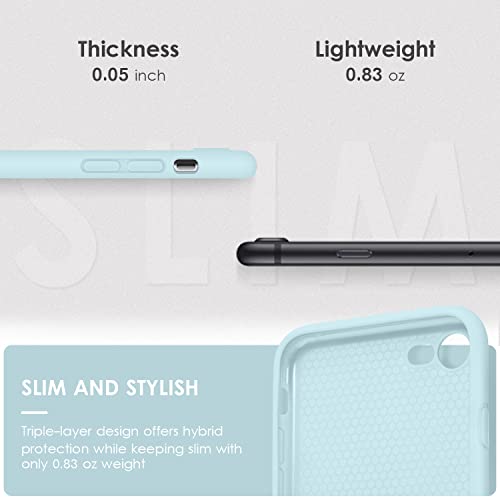 DTTOCASE - Funda para iPhone SE 2022/2020, iPhone 8, iPhone 7, funda de silicona líquida para iPhone SE 8 7 de 4.7 pulgadas, funda protectora colorida suave y sedosa para niñas y mujeres, azul hielo
