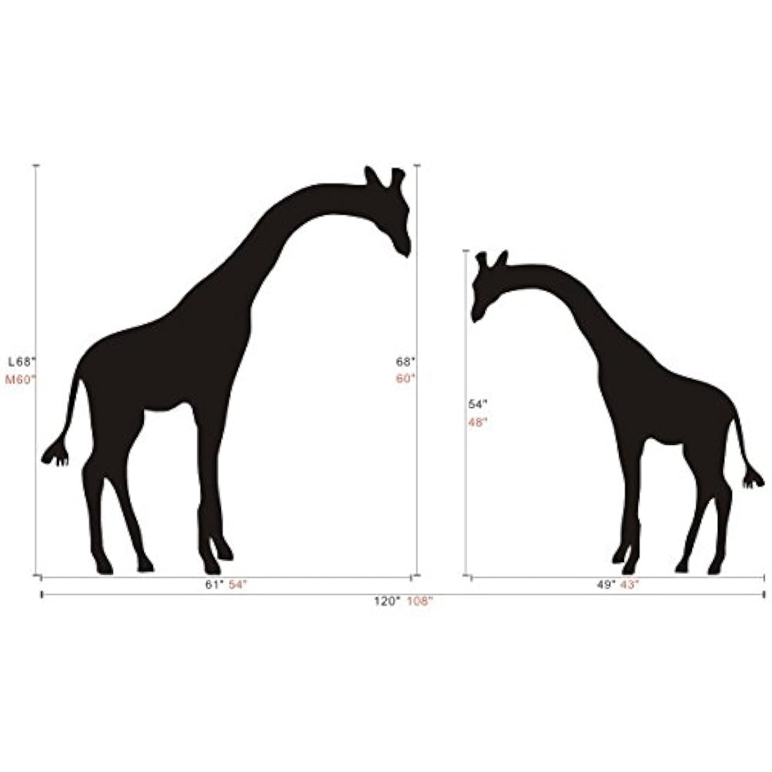 Adhesivo decorativo para pared, diseño de jirafa,