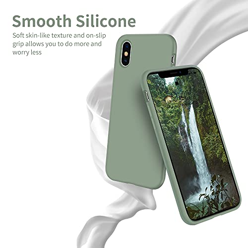 OTOFLY - Funda ultrafina de goma de silicona suave de alta calidad, funda protectora de cuerpo completo, compatible con Apple iPhone X/Xs de 5.8 pulgadas (verde Calke)