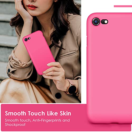 DTTOCASE - Funda para iPhone SE 2022/2020, iPhone 8, iPhone 7, funda de silicona líquida para iPhone SE 8 7 de 4.7 pulgadas, funda protectora suave y sedosa colorida para niñas y mujeres, color rojo rosa