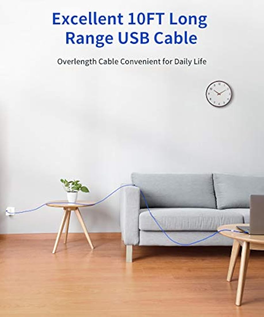 Cable USB-C a USB-C de 100 W, 10 pies, JSAUX 5 A USB tipo C