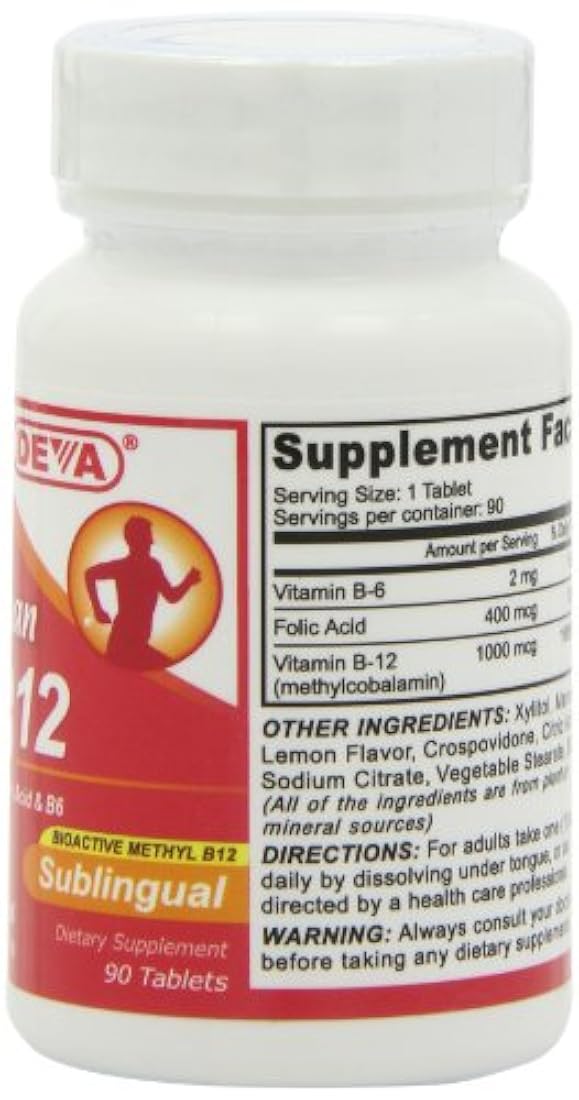 Deva Vitamina vegana B-12 Pastillas de disolución rápida