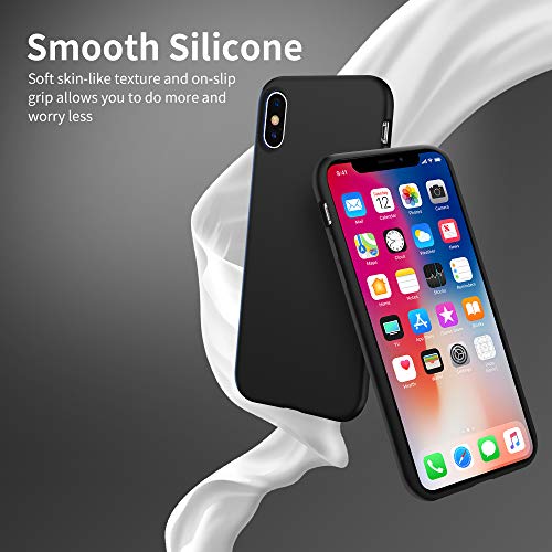 OTOFLY - Funda protectora de goma de silicona suave de alta calidad, compatible con Apple iPhone X (solamente), color negro