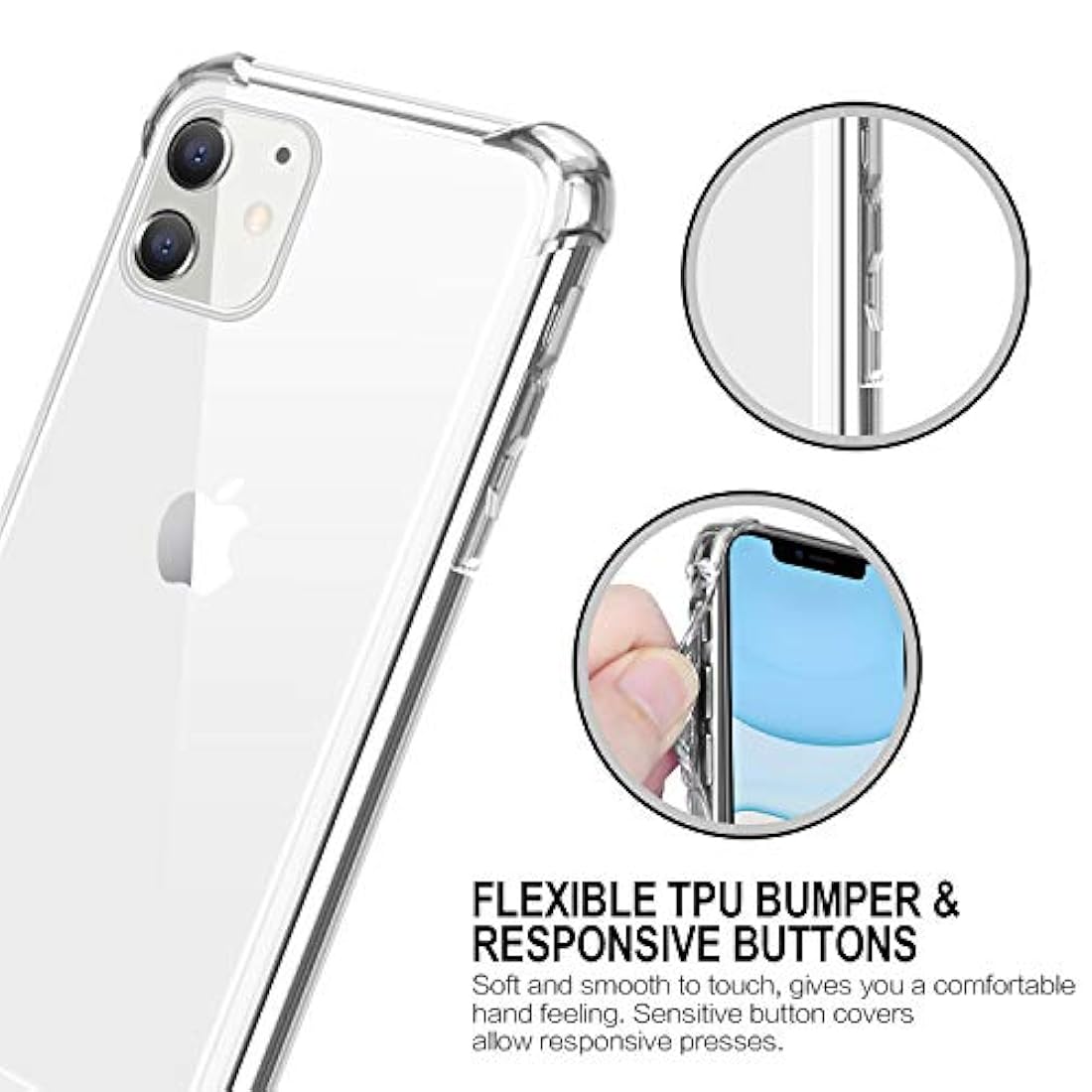 Carcasa para iPhone 11, transparente, antiarañazos Salawat