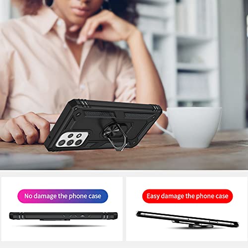 Yiakeng Funda para Samsung Galaxy A53 5G con protector de pantalla HD, fundas protectoras de grado militar con anillo para Samsung Galaxy A53 5G (negro)