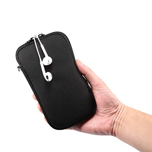 Funda de neopreno con cremallera para teléfono celular, con cordón para el cuello, para Samsung Galaxy S22 Ultra S21 Ultra S20 Plus A03S A21s A13 A12, Moto G Pure G Stylus 2021, OnePlus 9 Pro, BLU, TCL (Negro-XL)