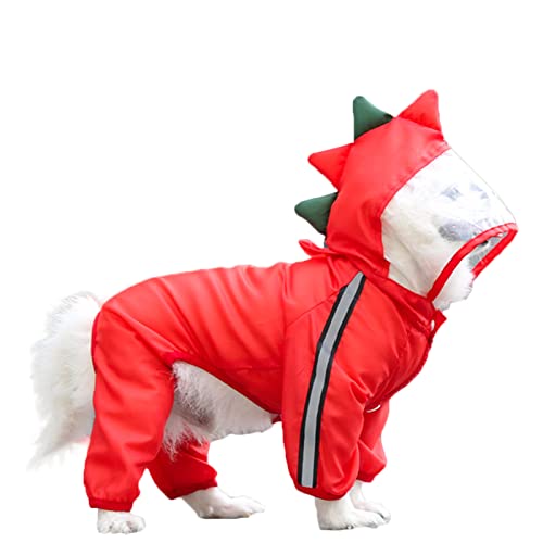Impermeable con capucha para perro dinosaurio y lluvia