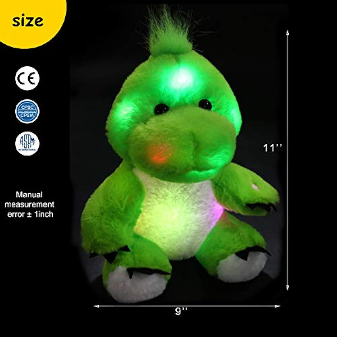 Bstaofy - Peluche con forma de dinosaurio con luces LED