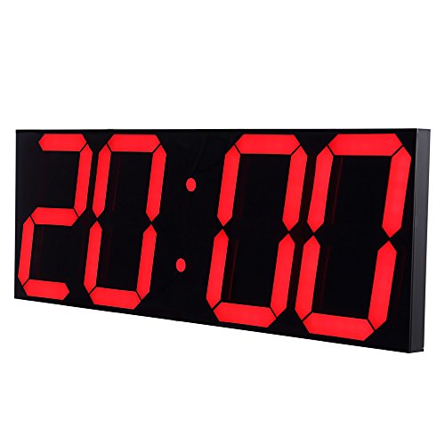 Reloj de pared LED digital Jumbo de control remotoegresiva, termómetro grande, reloj de silencio (rojo, carcasa)