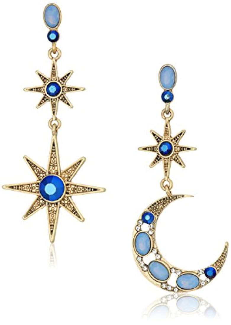 Aretes colgantes diseño de luna y estrella, Betsey Johnson