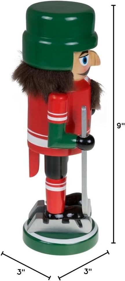 Clever Creations Nutcracker Madera Hockey, 9 Pulgadas