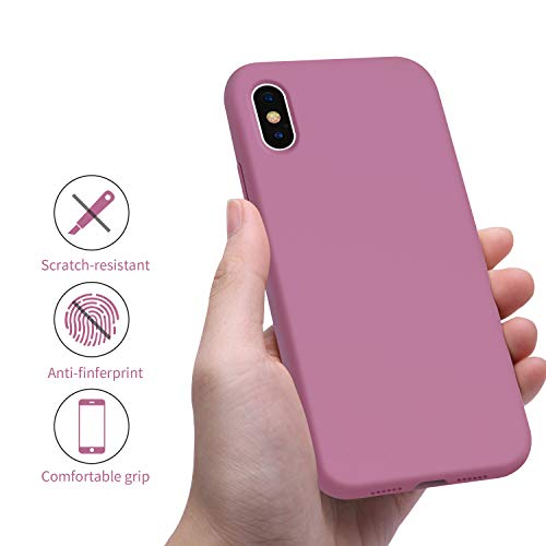 OTOFLY Funda de goma de gel de silicona líquida a prueba de golpes para iPhone Xs/iPhone X, antiarañazos y huellas dactilares, compatible con iPhone X/iPhone Xs de 5.8 pulgadas (2018), morado lila