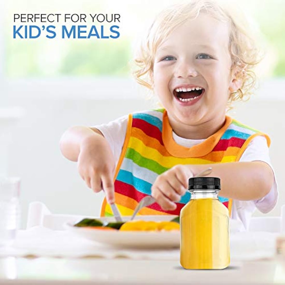 botellas de zumo de plástico de 8 onzas con tapas