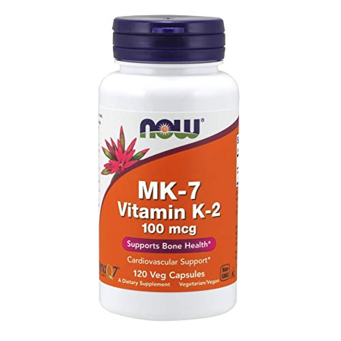 Now Suplementos, MK-7 Vitamina K-2 100 mcg, apoyo cardiovascular*, apoya la salud ósea*, 120 cápsulas de veg