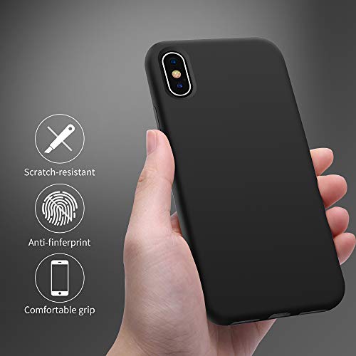 OTOFLY - Funda protectora de goma de silicona suave de alta calidad, compatible con Apple iPhone X (solamente), color negro