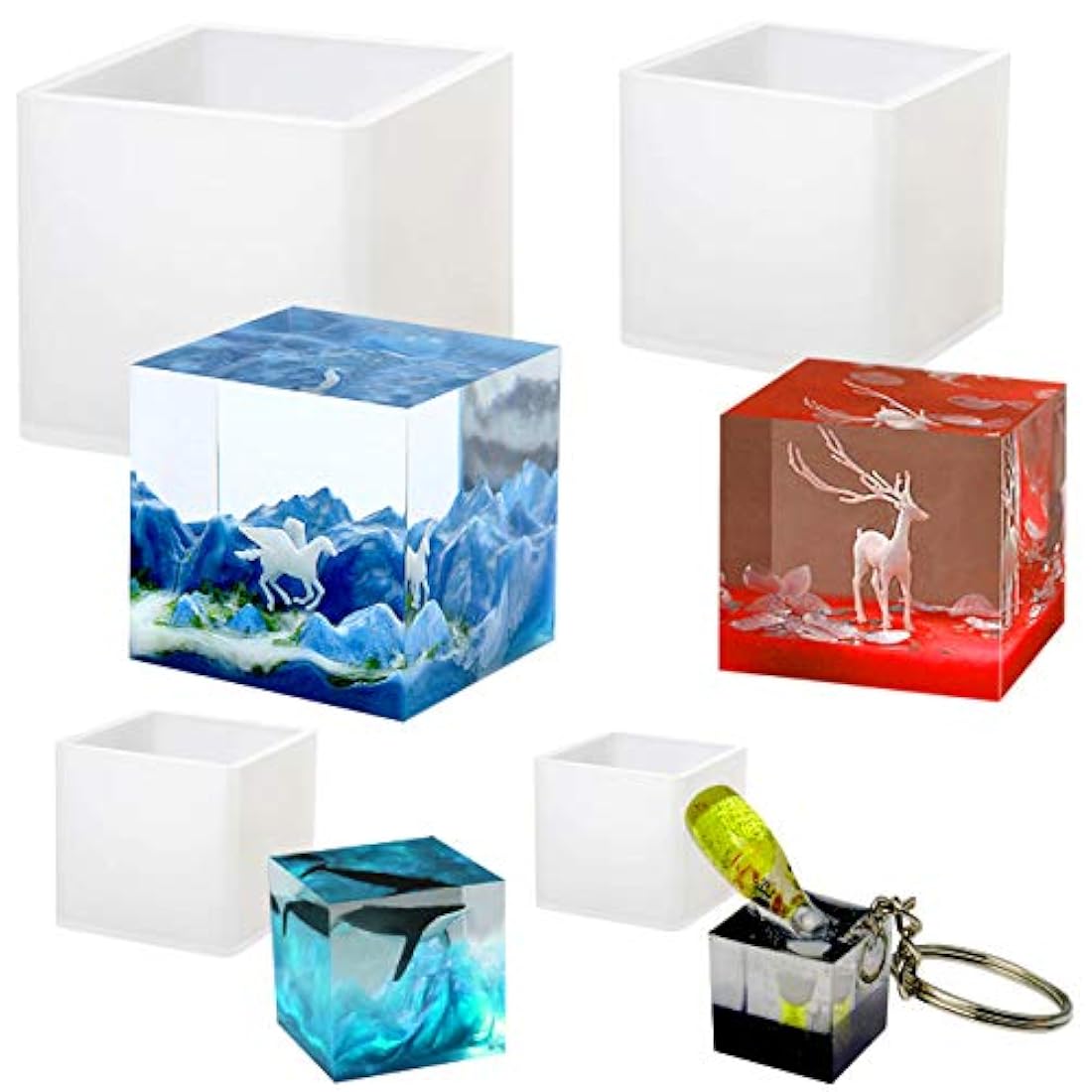 4 moldes cuadrados de resina -de silicona hacer recuerdos y hacer velas