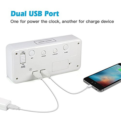 Despertador digital LED grande de 9 '' con puerto USB