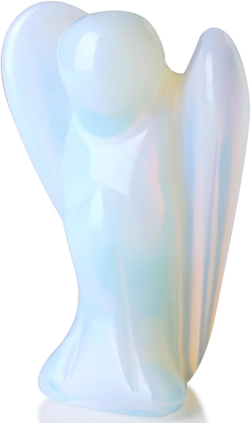 Opalita Ángel de piedra lunar con cristales tallados