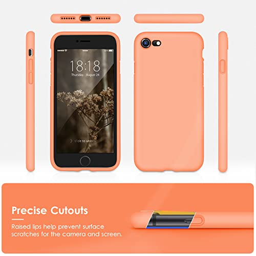 DTTOCASE - Funda para iPhone SE 2022/2020, iPhone 8, iPhone 7, funda de silicona líquida para iPhone SE 8 7 de 4.7 pulgadas, funda protectora colorida suave y sedosa para niñas y mujeres, nectarina