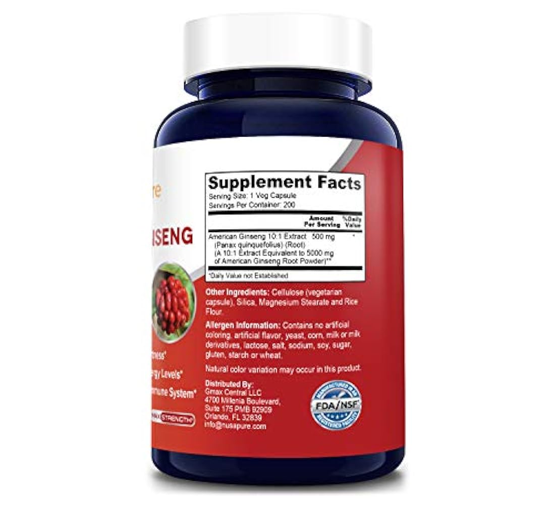 Mejor American Ginseng 500 mg 200 ° Cápsulas