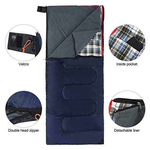 REDCAMP Saco de dormir de franela de algodón para acampar, senderismo, mochilero, cálido y cómodo, con relleno de 2/3/4 libras