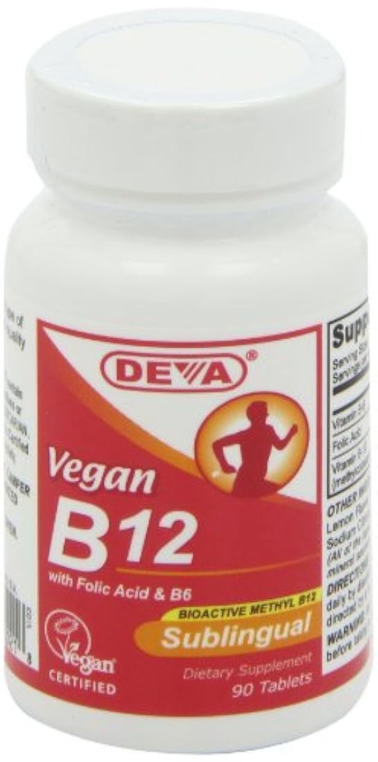 Deva Vitamina vegana B-12 Pastillas de disolución rápida