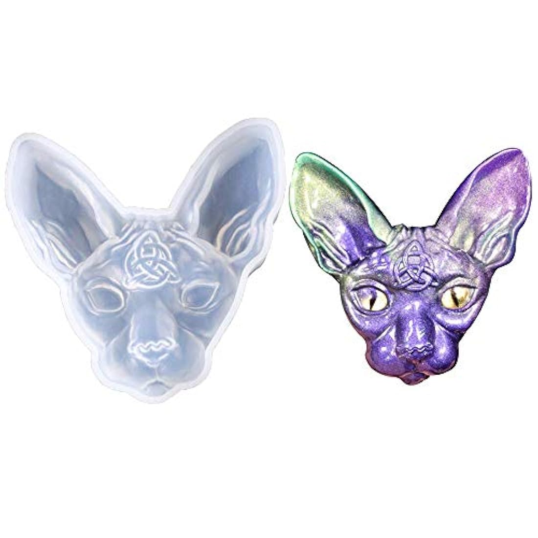 Sphynx Cat Head Silicone Resin Mold, Canadian Hairless Cat Beerus Devil DIY Hand Craft Epoxy Resin Molds for Making DIY Jewelry Necklace Pendant Keychain Handmade Crafts
