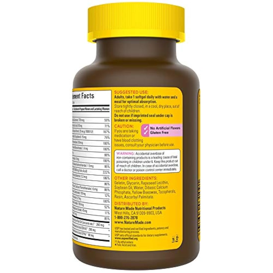 Nature Made Suplemento alimenticio Prenatal 200 mg, 60 cáp
