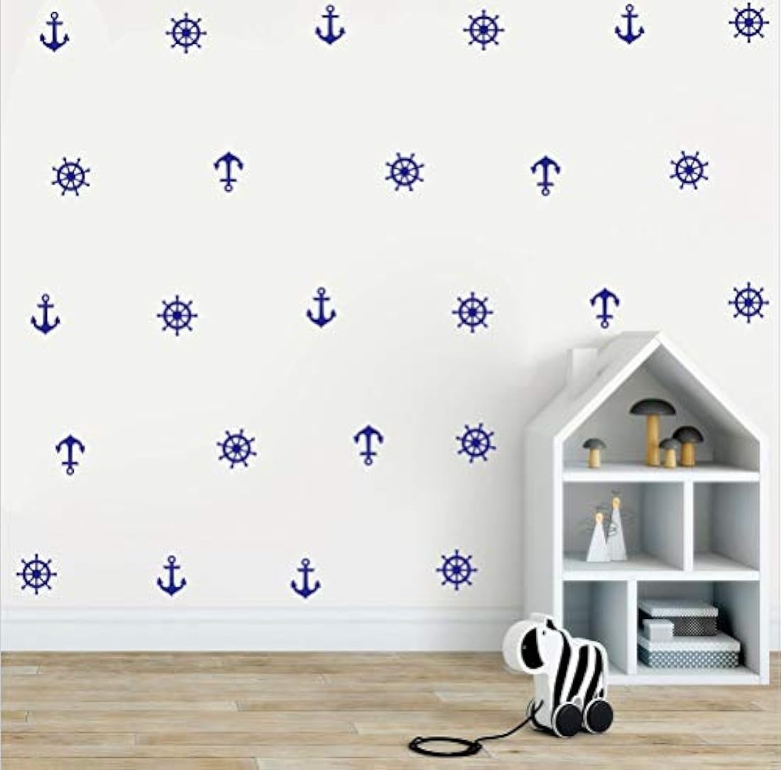pegatinas de pared con patrón de ancla y timón