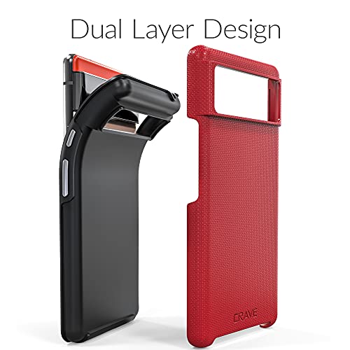 Crave Dual Guard para Google Pixel 6, funda de doble capa de protección contra golpes para Google Pixel 6 - Rojo