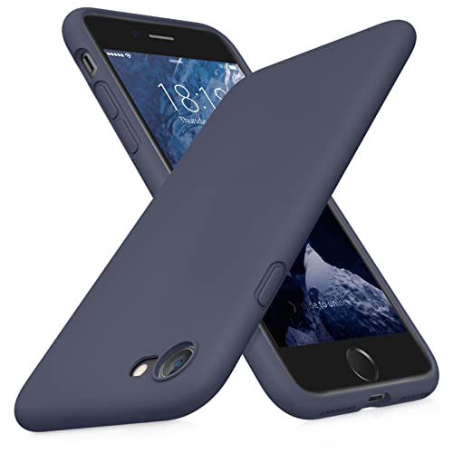 DTTOCASE - Funda para iPhone SE 2022/2020, iPhone 8, iPhone 7, funda de silicona líquida para iPhone SE 8 7 de 4.7 pulgadas, funda protectora colorida suave y sedosa para niñas y mujeres, azul marino