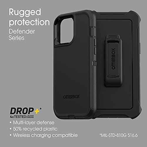 OTTERBOX serie Defender - Carcasa para iPhone 13 Pro Max y iPhone 12 Pro Max (edición sin pantalla) - color negro