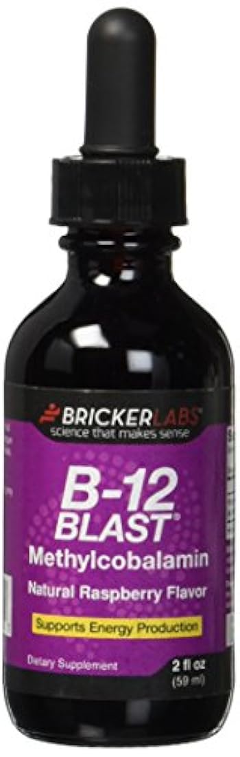 Bricker Labs B-12 Blast Methylcobalamin Vitaminas, naturales de frambuesa, 2 Fluid Ounce