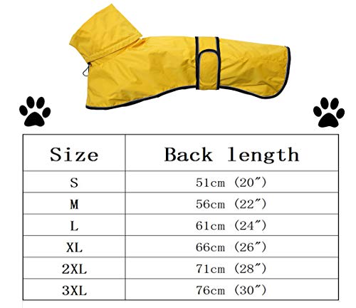 Chubasquero para perros con barra reflectante, resistente a la lluvia/al agua, chaleco ajustable – impermeable para perros galgos, Lurchers y Whippets 0608