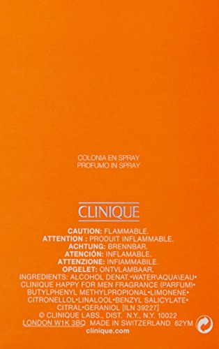 Clinique Happy For Men Colonia Spray 3.4 Fl Oz Pack of 1