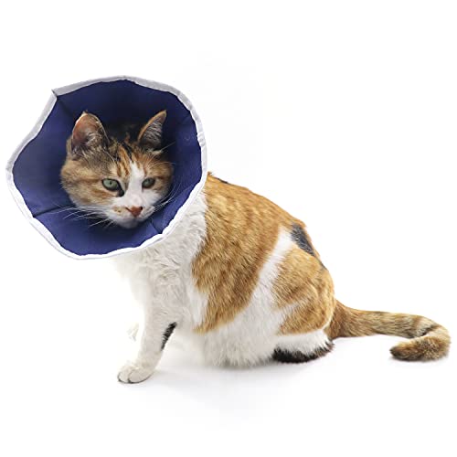 QIYADIN Pethouzz - Collar suave para recuperación de gatos, collar de cono de gato, cuello Elizabeth de tela no tejida, bucles, protector de heridas especialmente diseñado para gatos, fácil de comer y beber para gatos
