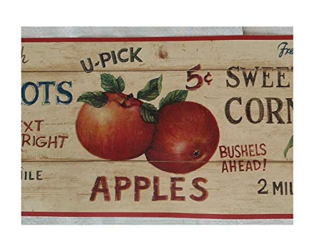 Cenefa de papel pintado con diseño de frutas y verduras