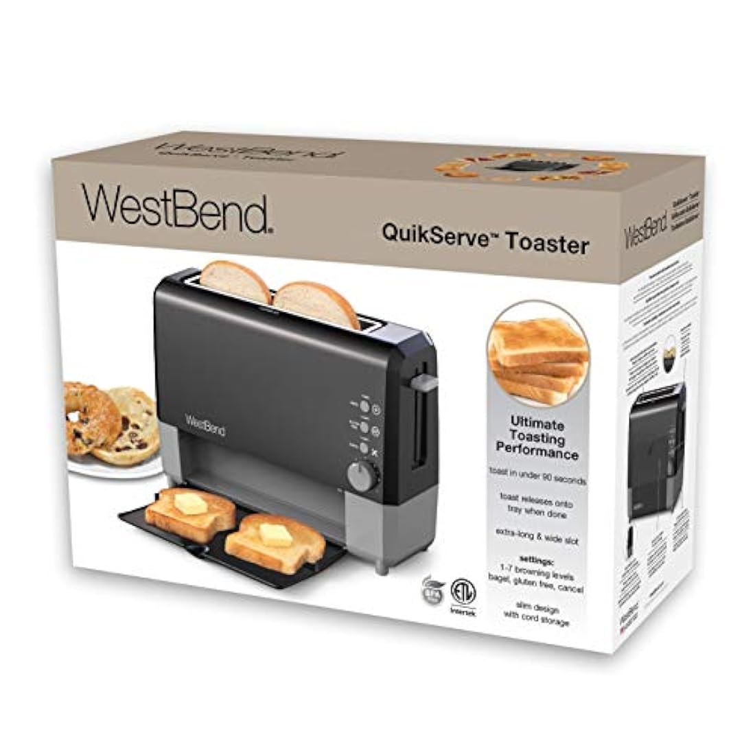 Tostadora de ranura ancha y bandeja de migas extraíble