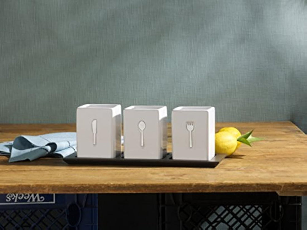 Bandeja de cerámica con bandeja de madera (3 piezas).