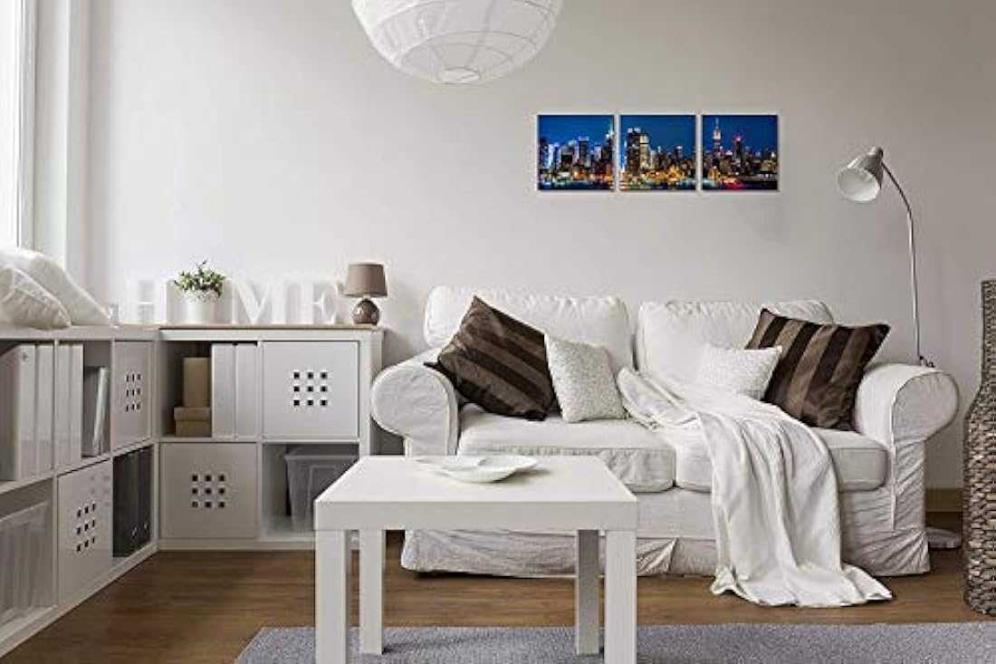 Cuadro de pared con diseño de ciudad de Nueva York en blanco