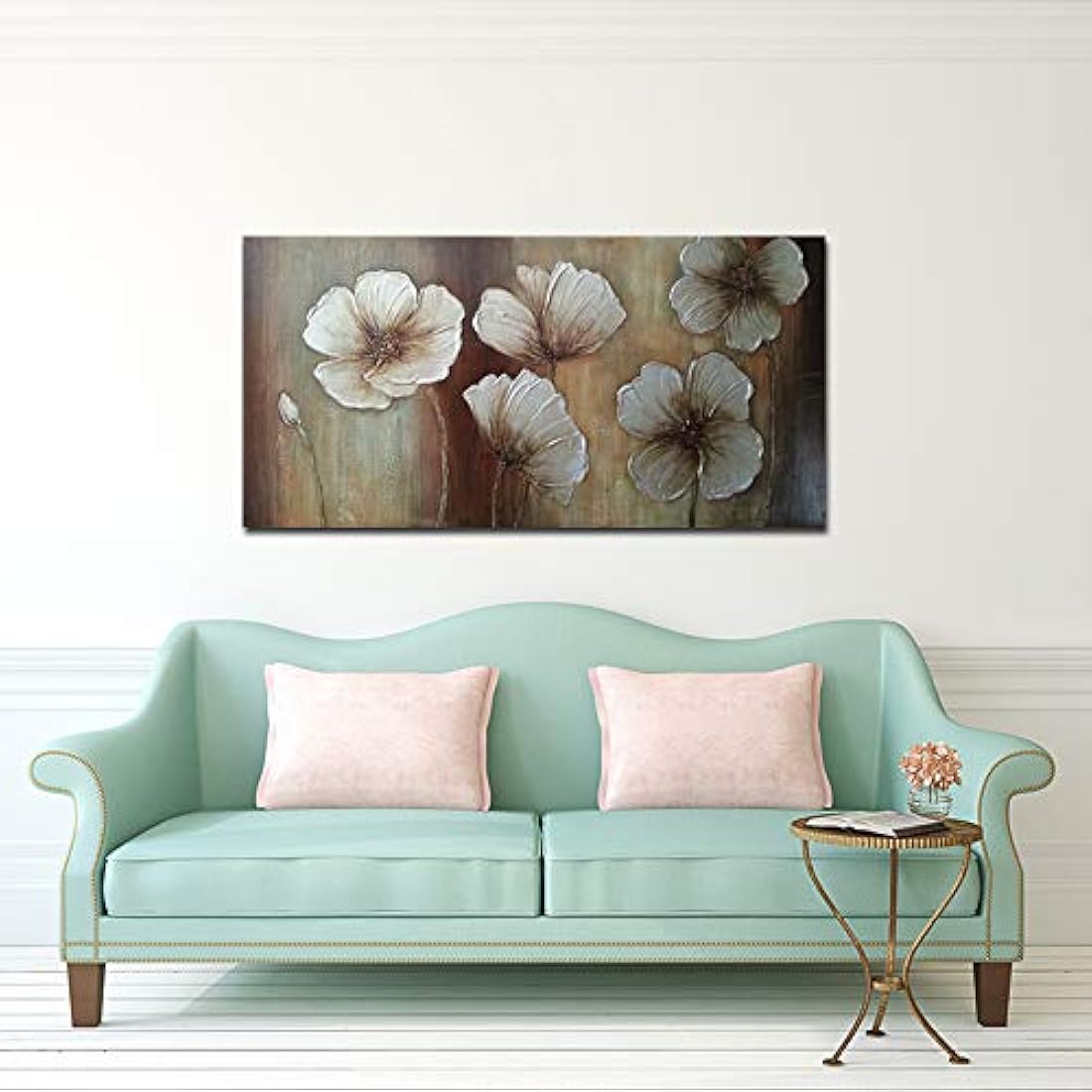 Wieco Art - Lienzo pintado a mano, diseño de flores