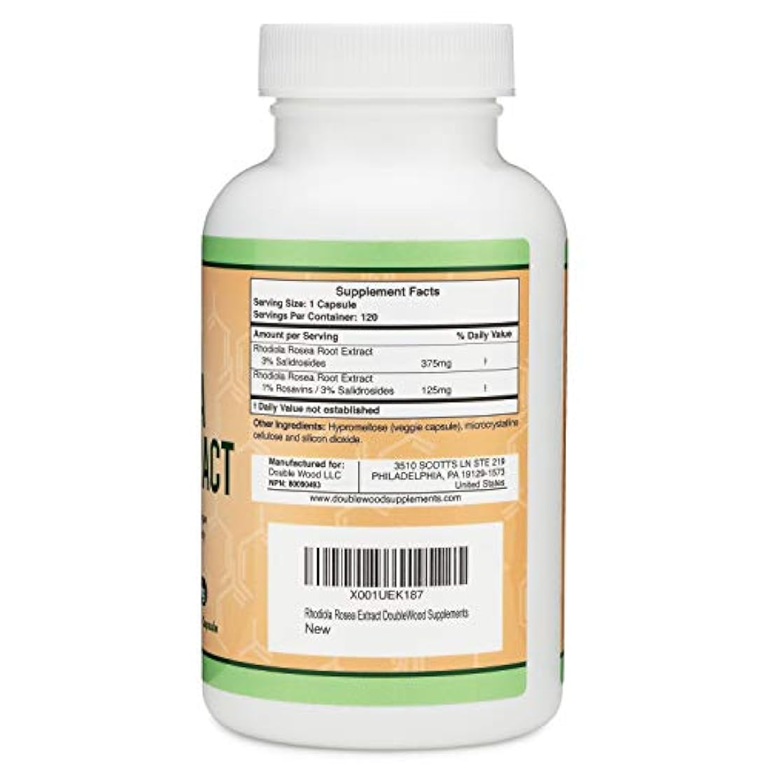 Suplemento Rhodiola Rosea 500mg, 120 cápsulas veganas