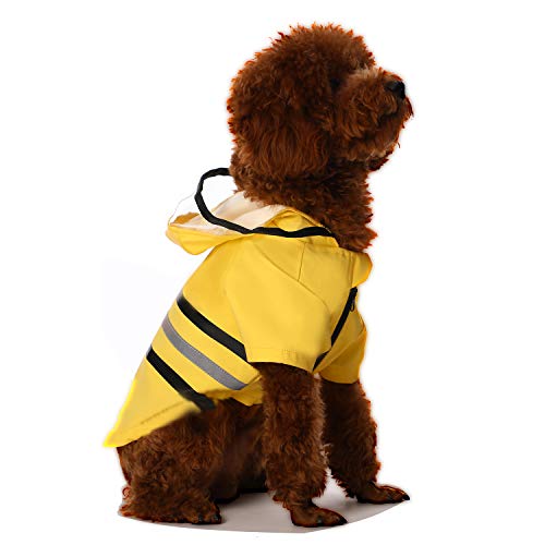 Wizland Chubasquero para perros con capucha, ligera, impermeable, XS a XXL para perros y cachorros (amarillo, XS)